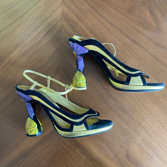 Prada Gold and Black Artistic Heels - Picture 2 of 5